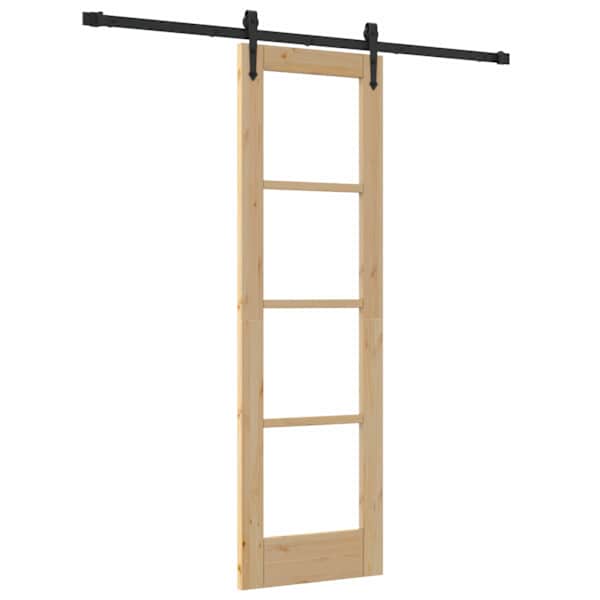 vidaXL Libisev uks 61 x 198,5 cm Soe m&auml;nnipuit ja klaas Neutraalne