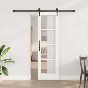 Drsna vrata Bela 61 x 198,5 cm Trden borov les in steklo