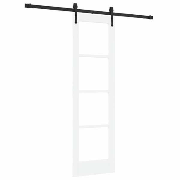 vidaXL Libisev uks 61 x 198,5 cm Soe m&auml;nnipuit ja klaas Valge
