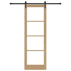 Posuvné dveře Přírodní 78 x 232 cm Masivní borové dřevo a sklo - obrázek 4