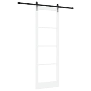 Posuvné dveře Bílá 78 x 232 cm Masivní borové dřevo a sklo - obrázek 2