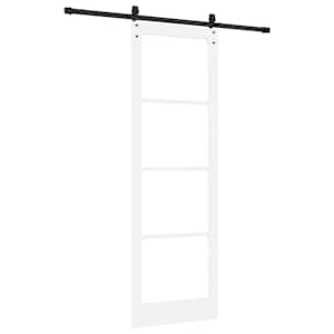 Posuvné dveře Bílá 78 x 232 cm Masivní borové dřevo a sklo - obrázek 6