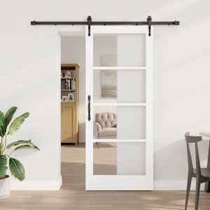 Drsna vrata Bela 83 x 202 cm Trden borov les in steklo
