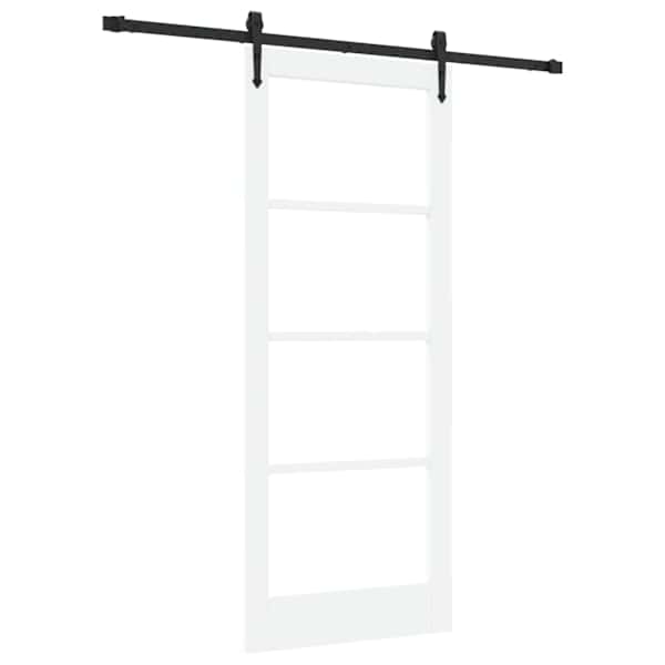 vidaXL Libisev uks 83 x 202 cm Soe m&auml;nnipuit ja klaas Valge