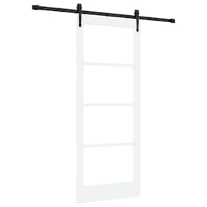 Posuvné dveře Bílá 83 x 202 cm Masivní borové dřevo a sklo - obrázek 2