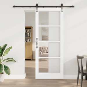 Drsna vrata Bela 83 x 211 cm Trden borov les in steklo