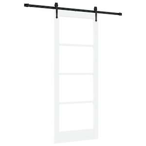 Posuvné dveře Bílá 83 x 211 cm Masivní borové dřevo a sklo - obrázek 2