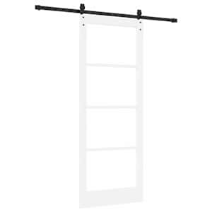 Posuvné dveře Bílá 83 x 211 cm Masivní borové dřevo a sklo - obrázek 6