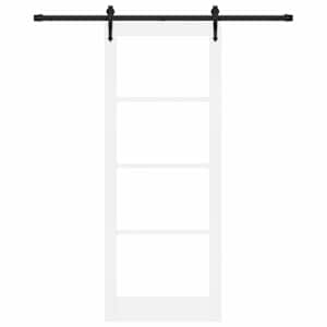 Posuvné dveře Bílá 83 x 211 cm Masivní borové dřevo a sklo - obrázek 4