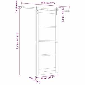 Posuvné dveře Bílá 83 x 211 cm Masivní borové dřevo a sklo - obrázek 11