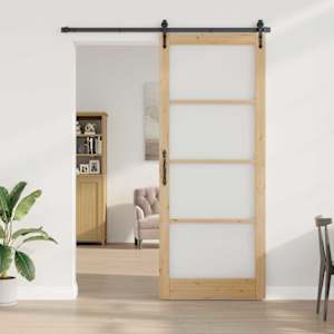 Posuvné dveře Přírodní 83 x 232 cm Masivní borové dřevo a sklo - obrázek 3
