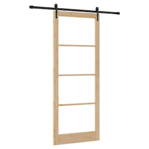 Posuvné dveře Přírodní 83 x 232 cm Masivní borové dřevo a sklo - obrázek 2