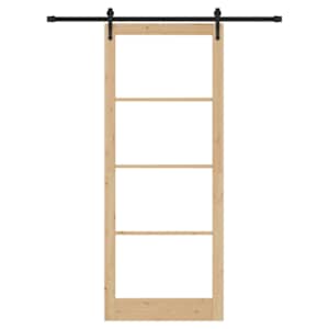 Posuvné dveře Přírodní 83 x 232 cm Masivní borové dřevo a sklo - obrázek 4