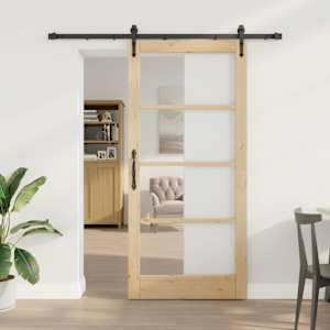 Drsna vrata Naravna 93 x 202 cm Trden borov les in steklo