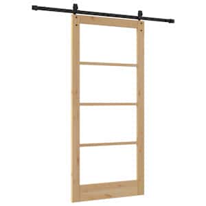 Posuvné dveře Přírodní 93 x 202 cm Masivní borové dřevo a sklo - obrázek 6