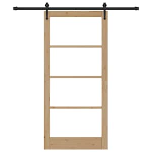 Posuvné dveře Přírodní 93 x 202 cm Masivní borové dřevo a sklo - obrázek 4