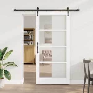 Drsna vrata Bela 93 x 202 cm Trden borov les in steklo