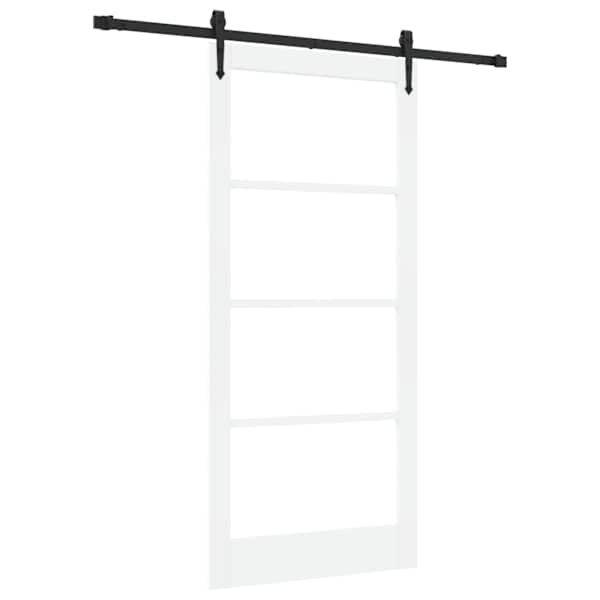 vidaXL Libisev uks 93 x 202 cm Soe m&auml;nnipuit ja klaas Valge