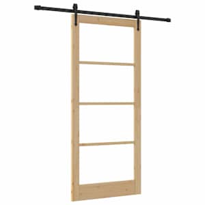 Posuvné dveře Přírodní 93 x 211 cm Masivní borové dřevo a sklo - obrázek 2