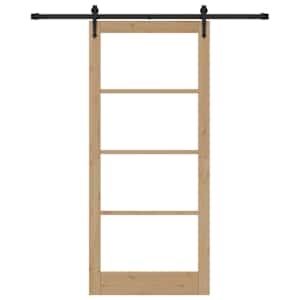 Posuvné dveře Přírodní 93 x 211 cm Masivní borové dřevo a sklo - obrázek 4