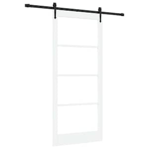 Posuvné dveře Bílá 93 x 211 cm Masivní borové dřevo a sklo - obrázek 2
