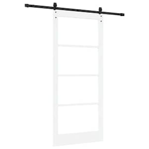 Posuvné dveře Bílá 93 x 211 cm Masivní borové dřevo a sklo - obrázek 6
