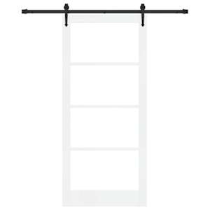 Posuvné dveře Bílá 93 x 211 cm Masivní borové dřevo a sklo - obrázek 4