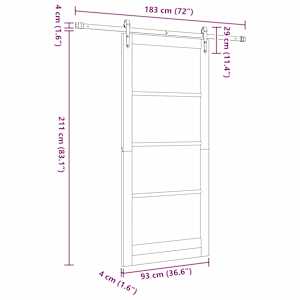 Posuvné dveře Bílá 93 x 211 cm Masivní borové dřevo a sklo - obrázek 11