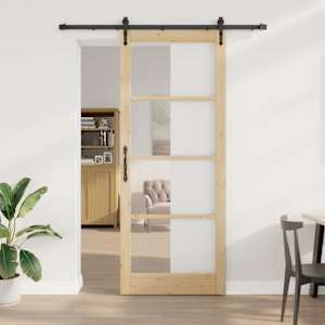 Drsna vrata Naravna 93 x 232 cm Trden borov les in steklo