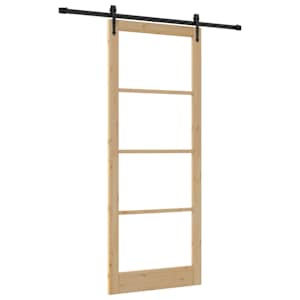 Posuvné dveře Přírodní 93 x 232 cm Masivní borové dřevo a sklo - obrázek 2
