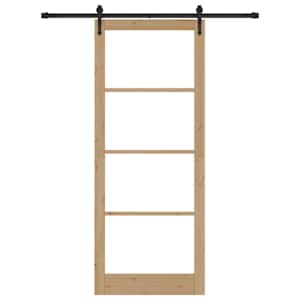 Posuvné dveře Přírodní 93 x 232 cm Masivní borové dřevo a sklo - obrázek 4