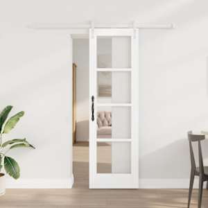 Drsna vrata Bela 61 x 198,5 cm Trden borov les in steklo