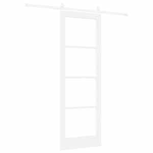 Posuvné dveře Bílá 73,5 x 211 cm Masivní borové dřevo a sklo - obrázek 6
