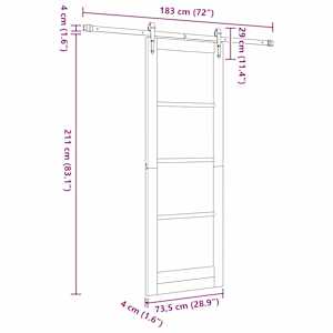 Posuvné dveře Bílá 73,5 x 211 cm Masivní borové dřevo a sklo - obrázek 11