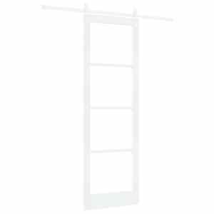 Posuvné dveře Bílá 78 x 232 cm Masivní borové dřevo a sklo - obrázek 2