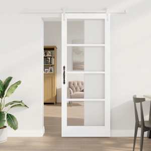Drsna vrata Bela 83 x 211 cm Trden borov les in steklo
