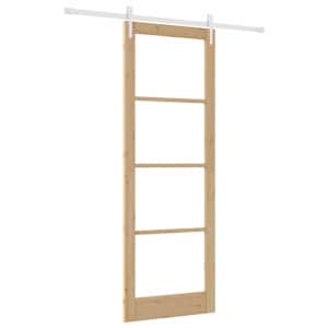 Posuvné dveře Hnědá 83 x 232 cm Masivní borové dřevo a sklo - obrázek 2