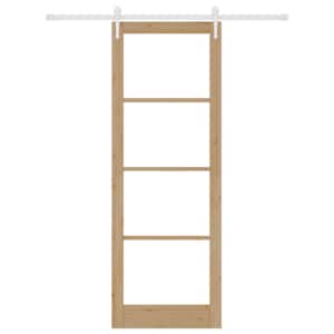 Posuvné dveře Hnědá 83 x 232 cm Masivní borové dřevo a sklo - obrázek 4