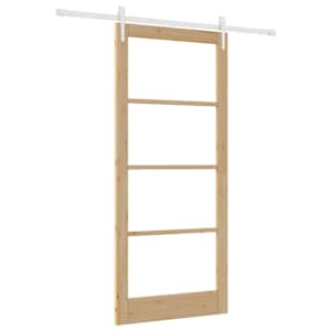Posuvné dveře Přírodní 93 x 211 cm Masivní borové dřevo a sklo - obrázek 2
