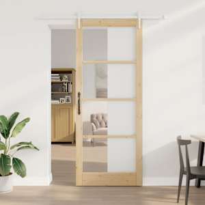 Drsna vrata Naravna 93 x 232 cm Trden borov les in steklo