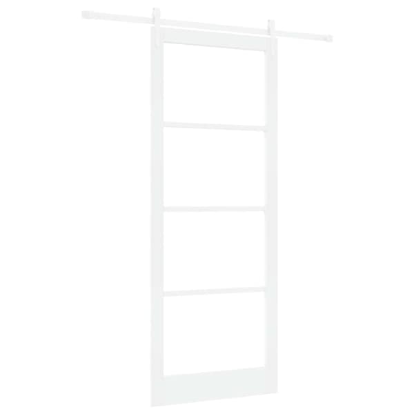 vidaXL Libisev uks 93 x 232 cm Soe m&auml;nnipuit ja klaas Valge