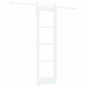 vidaXL Libisev uks 61 x 198,5 cm Soe m&auml;nnipuit ja klaas Valge