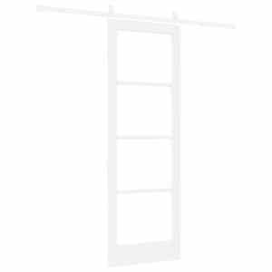 Posuvné dveře Bílá 73,5 x 211 cm Masivní borové dřevo a sklo - obrázek 6