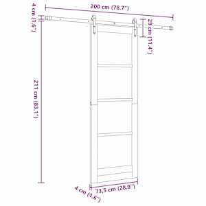 Posuvné dveře Bílá 73,5 x 211 cm Masivní borové dřevo a sklo - obrázek 11