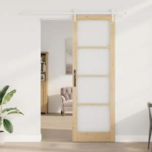 Posuvné dveře Přírodní 78 x 232 cm Masivní borové dřevo a sklo - obrázek 3