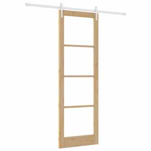 Posuvné dveře Přírodní 78 x 232 cm Masivní borové dřevo a sklo - obrázek 2