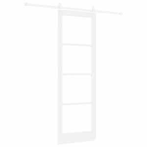 Posuvné dveře Bílá 78 x 232 cm Masivní borové dřevo a sklo - obrázek 2