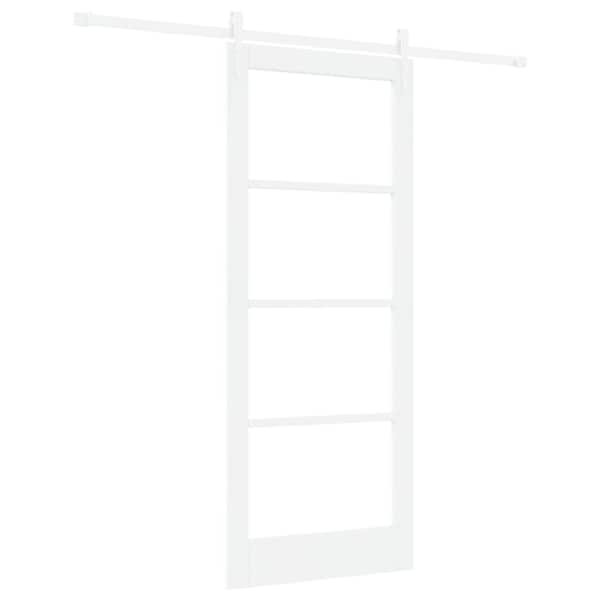 vidaXL Libisev uks 83 x 202 cm Soe m&auml;nnipuit ja klaas Valge
