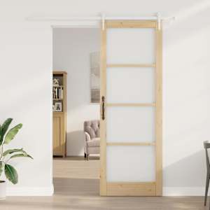Posuvné dveře Přírodní 83 x 232 cm Masivní borové dřevo a sklo - obrázek 3