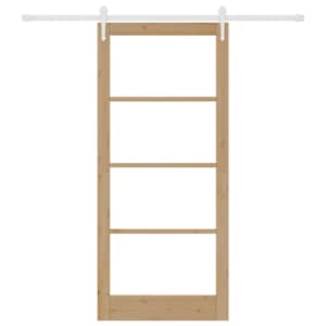Posuvné dveře Přírodní 93 x 211 cm Masivní borové dřevo a sklo - obrázek 4